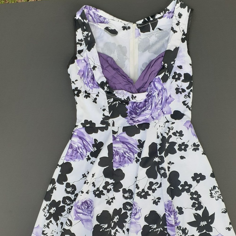 Black and Purple Floral Swing summer dress